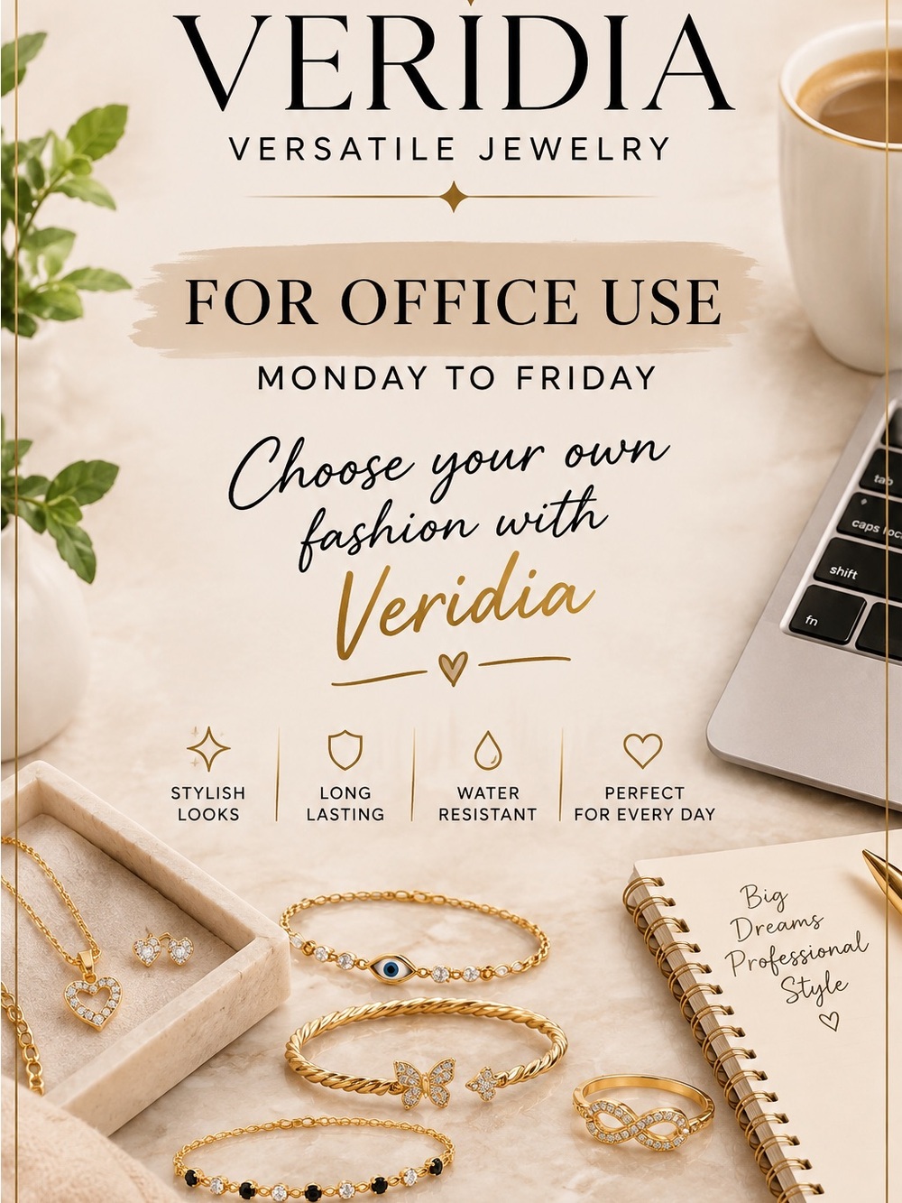 Gold Plated Women's Jewelry Set - Elegant Office Collection